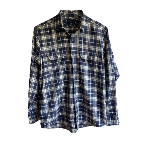 Proper Cloth Button Down Shirt Size 15.5 32.5 Blue Plaid Cotton Twill Preppy Top - Picture 6 of 6